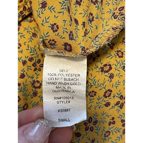 Emmer & Oat Womens S Floral Blouse Shirt Buttons Wrap spring summer boho peasant - Picture 3 of 5